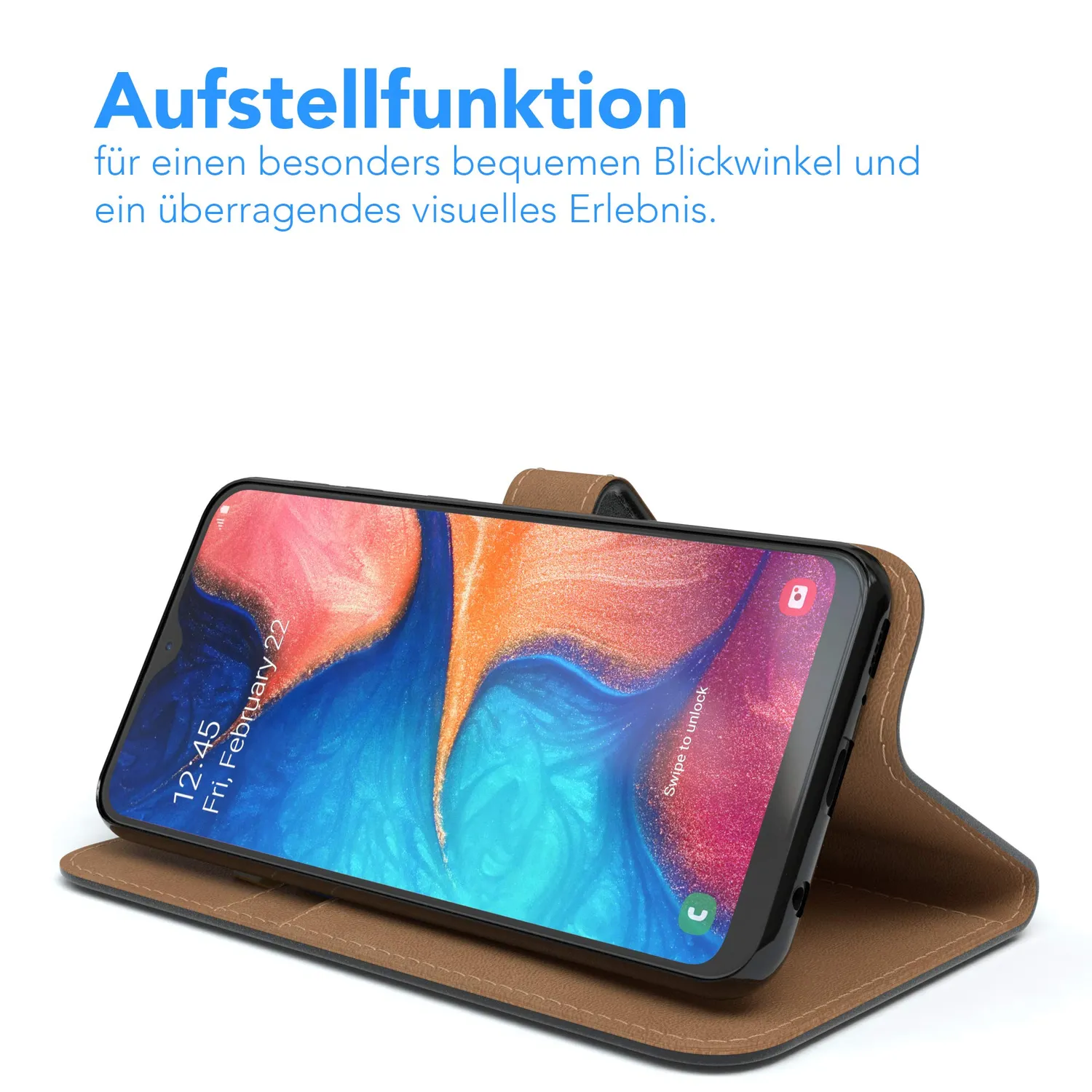 EAZY CASE Galaxy A20e Klapphülle Schwarz mit Kartenfach