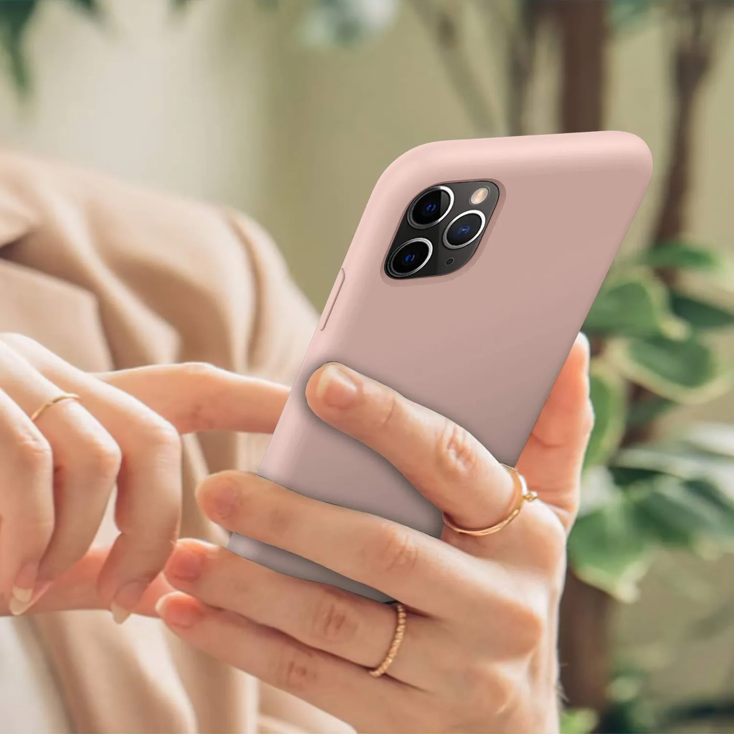 YATWIN iPhone 11 Pro Max Silikonhülle Sand Rosa matt