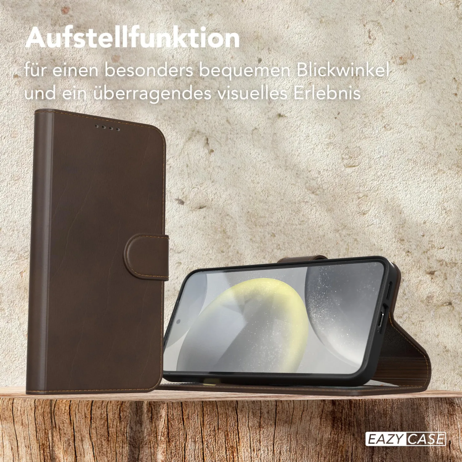 EAZY CASE Galaxy S24 Klapphülle Braun Leder