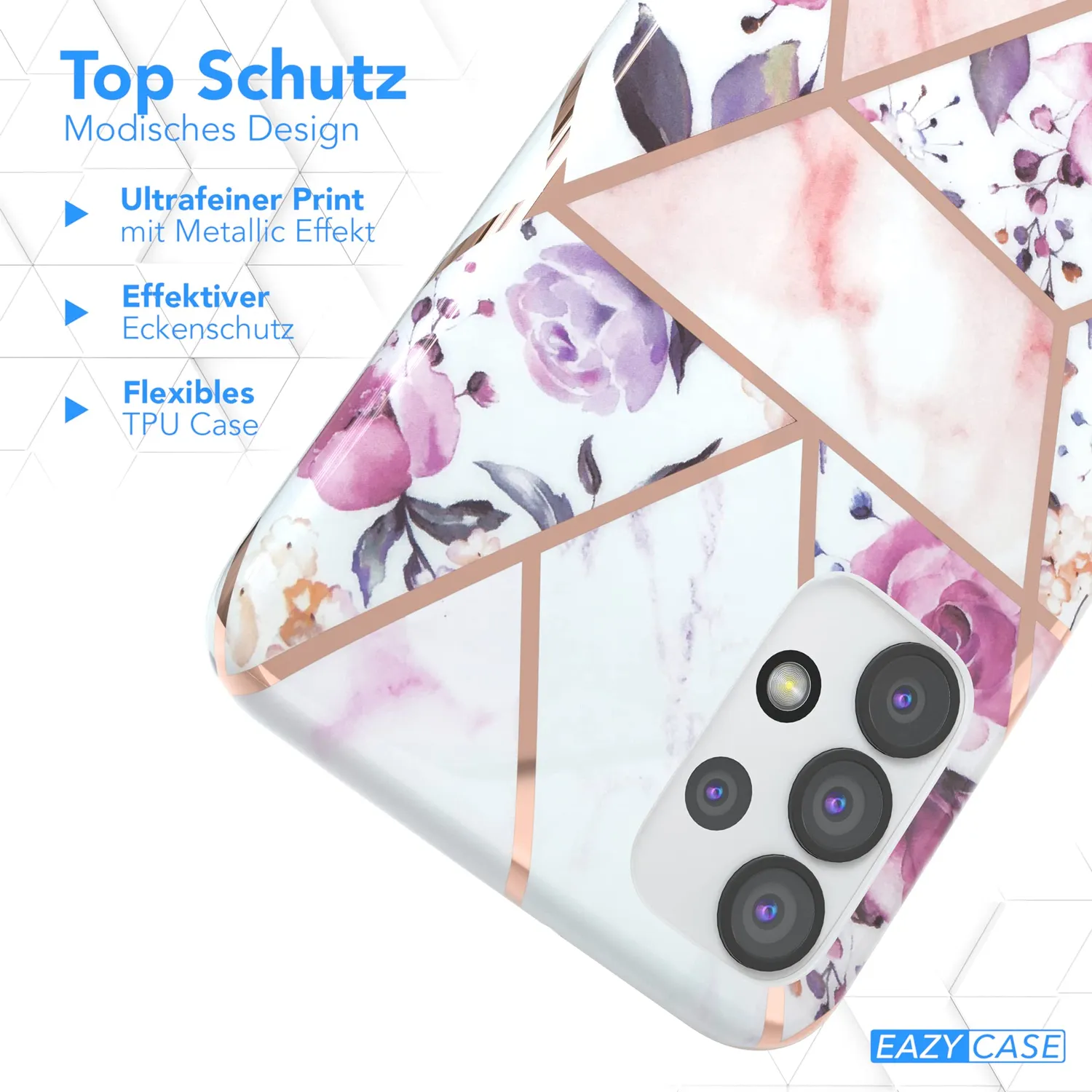 EAZY CASE Galaxy A32 5G Silikonhülle Blumen Rosé-Gold