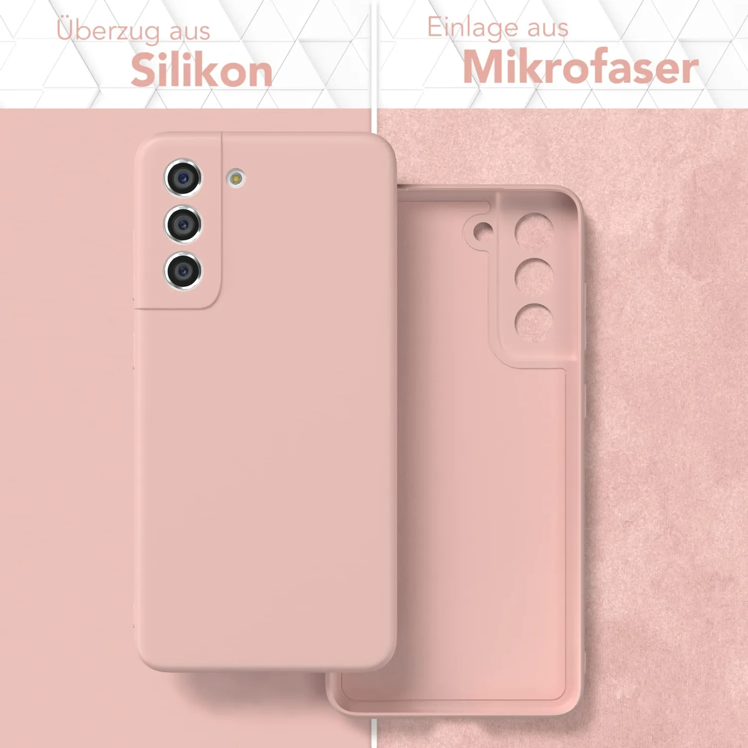 EAZY CASE Premium Silikon Galaxy S21 FE 5G Silikonhülle Alt Rosa matt