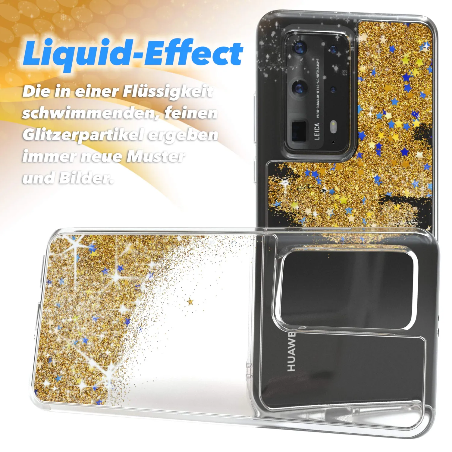 EAZY CASE Huawei P40 Pro Plus Glitzerhülle Blau Liquid