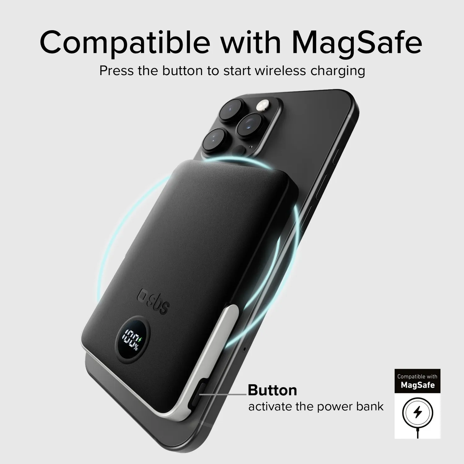 SBS Powerbank 5000mAh Wireless Powerbank Schwarz mit Ständer