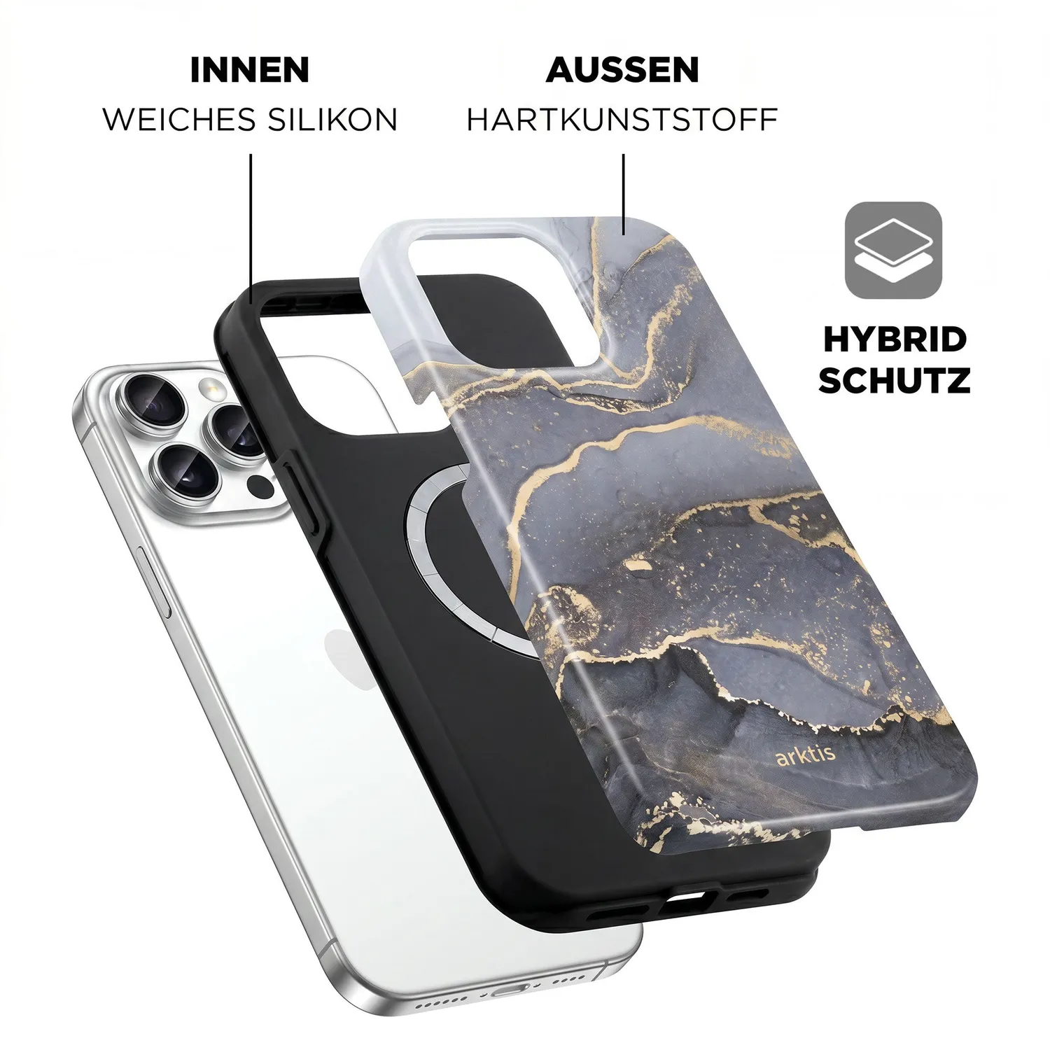 arktis Dusty Marble iPhone 15 Pro Max Hülle MagSafe