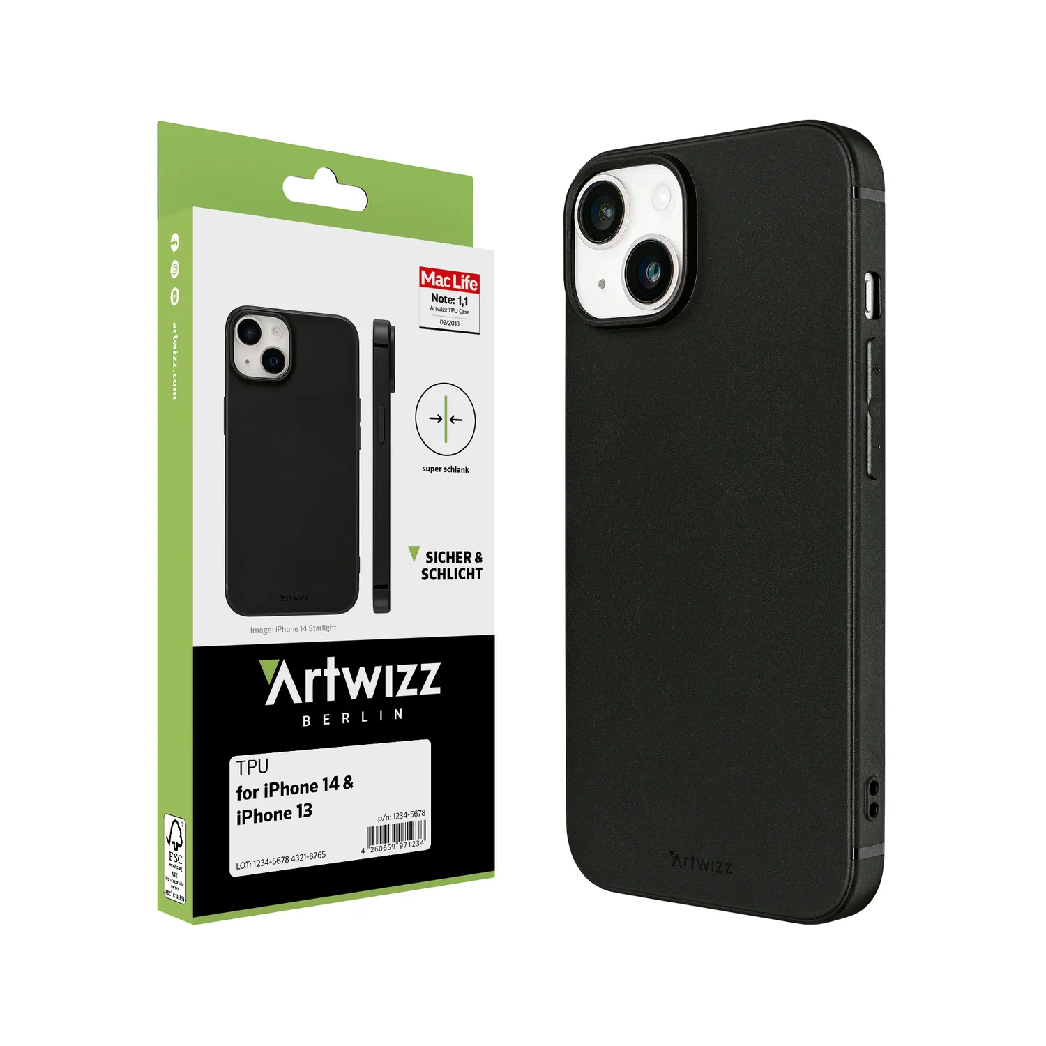 Artwizz TPU Case iPhone 13 / 14 Hülle schwarz matt