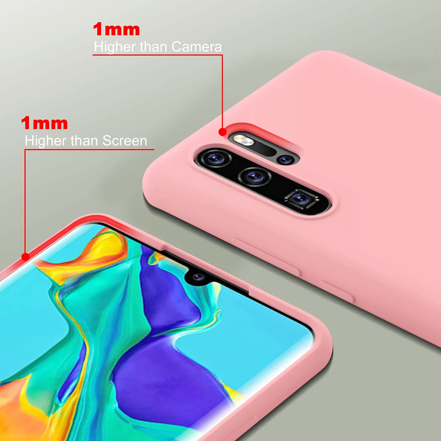 YATWIN Huawei P30 Pro Silikonhülle Rosa Microfaser
