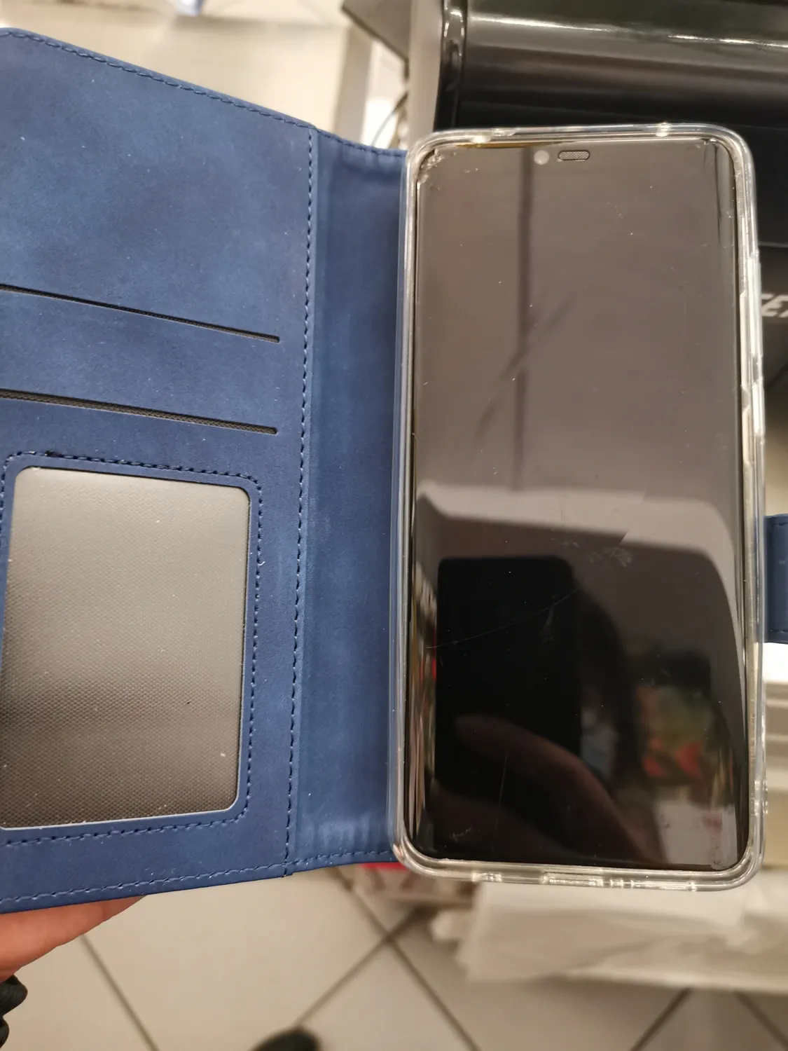 YATWIN Redmi Note 8 Pro Klapphülle Blau Leder Kartenfach