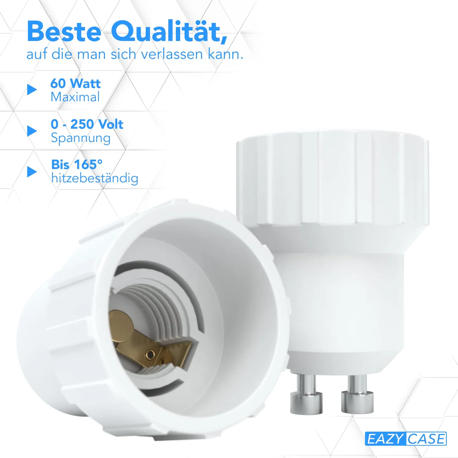 EAZY CASE GU10 auf E14 Lampensockel Adapter Weiß 4er