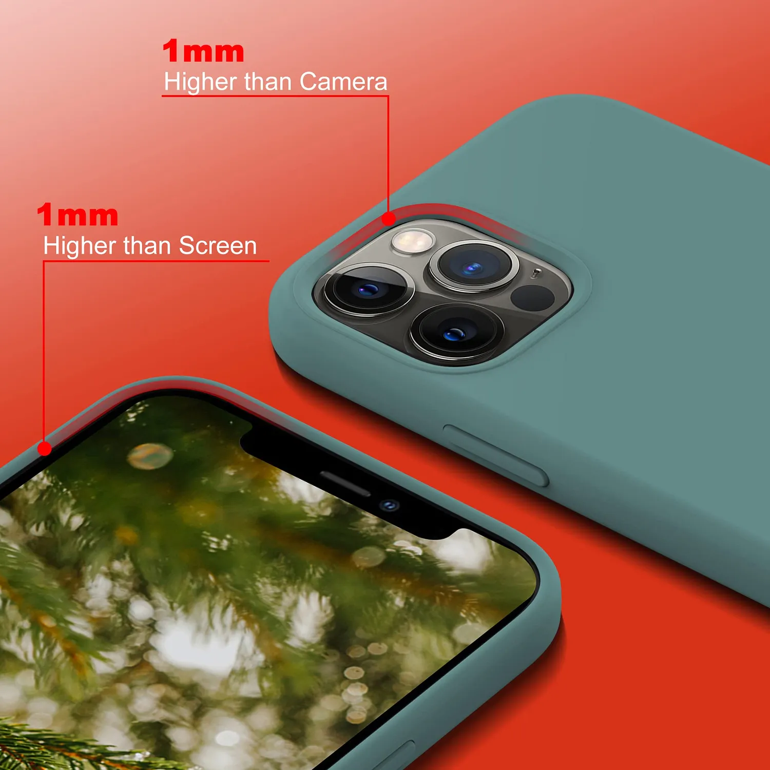 YATWIN iPhone 12 Pro Max Silikonhülle Pinien-Grün Mikrofaser