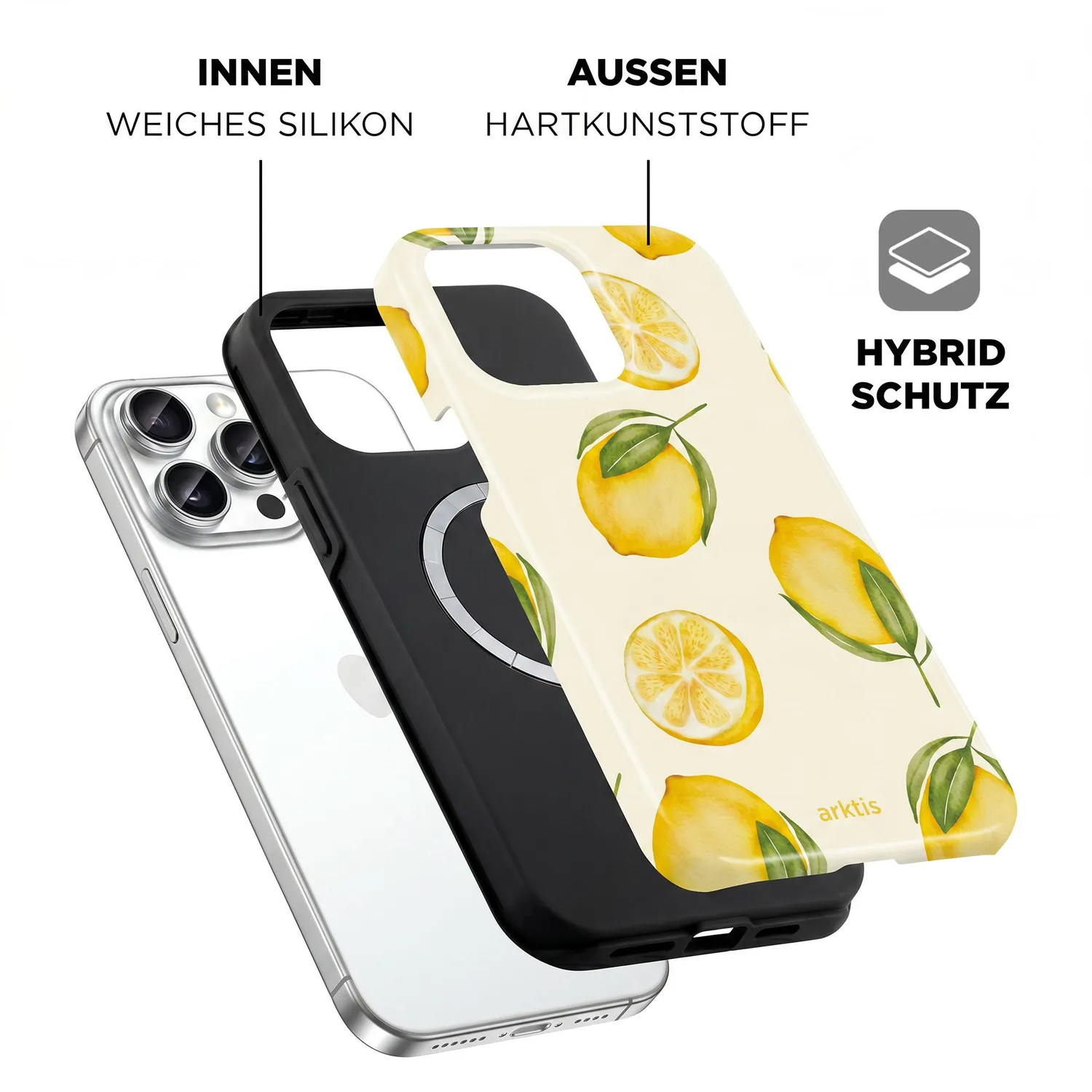 arktis iPhone 15 Pro Max Hülle Lemon MagSafe Print