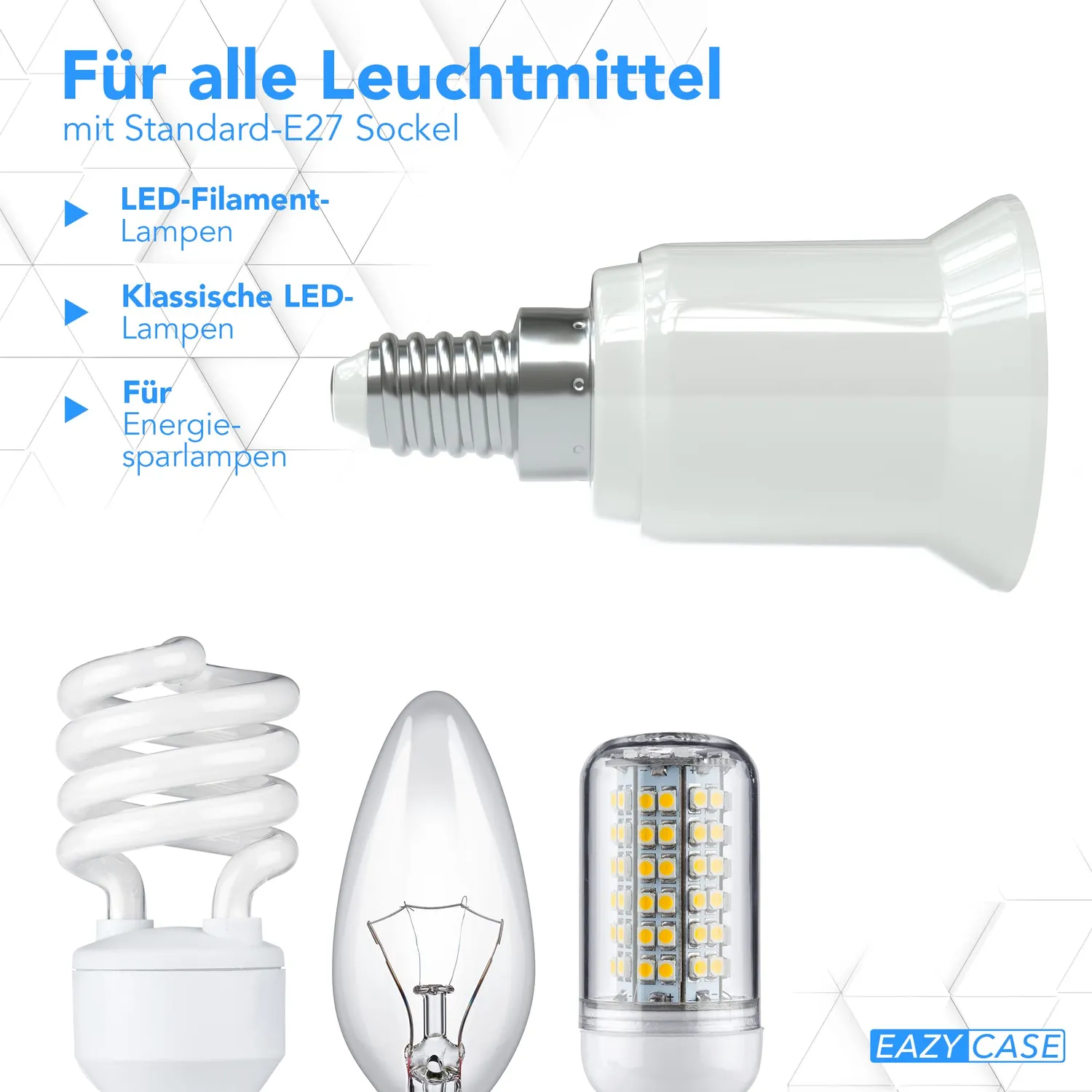 EAZY CASE E14 auf E27 Lampensockel Adapter Weiß 4er
