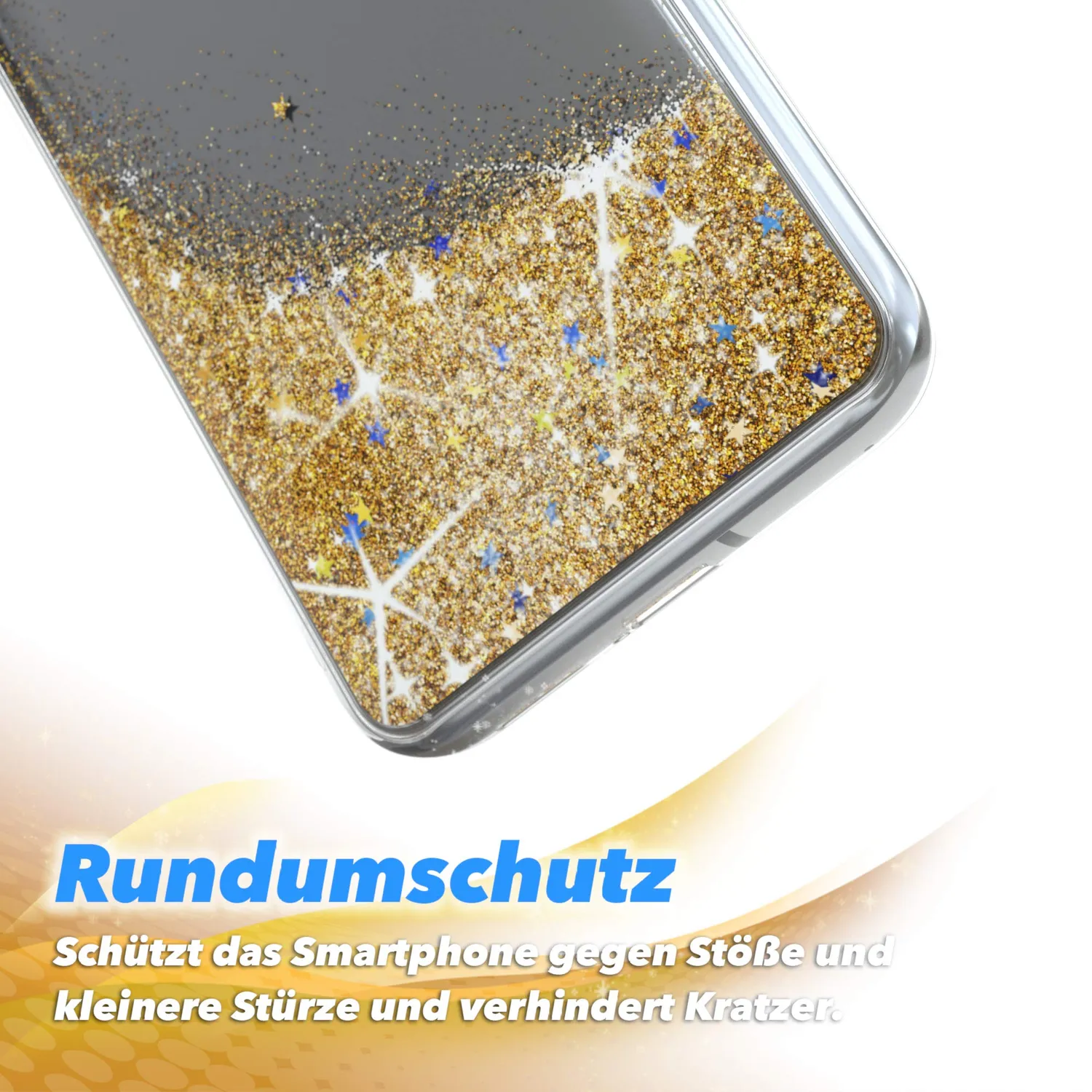 EAZY CASE Poco F2 Pro Glitzerhülle Liquid Gold Transparent