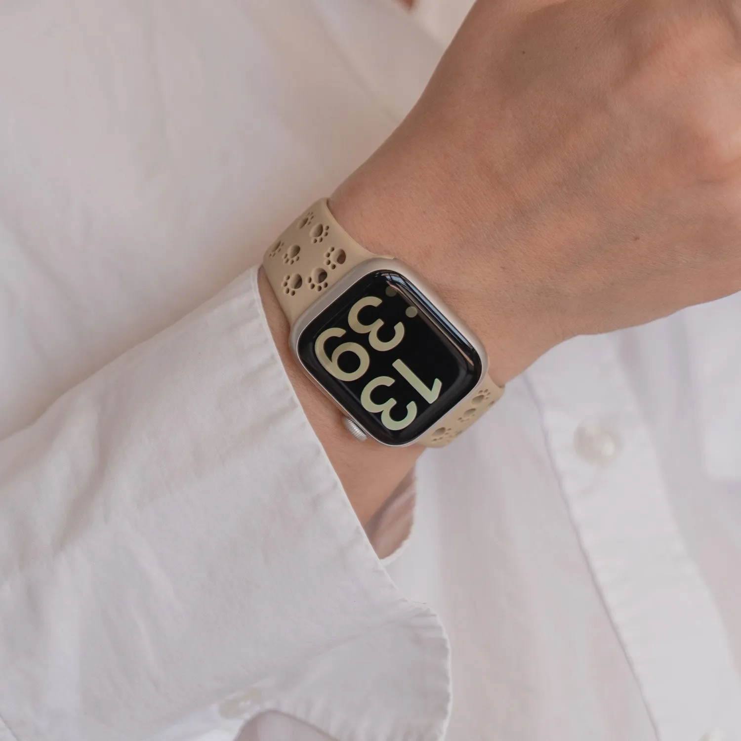 arktisband Paw Apple Watch Armband Khaki Silikon