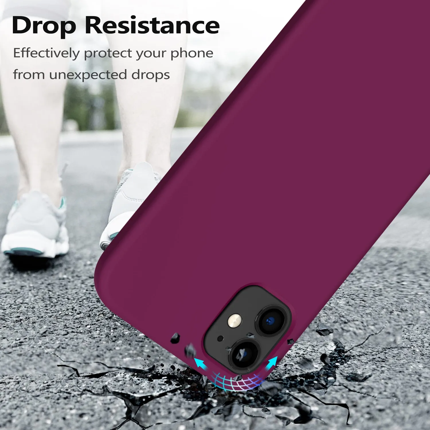 YATWIN iPhone 11 Silikonhülle Weinrot mit Kameraschutz