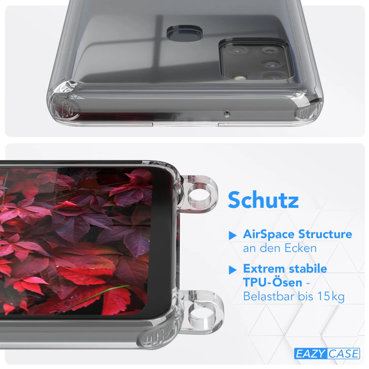 EAZY CASE Galaxy A21s Handykette Beere Rope transparent