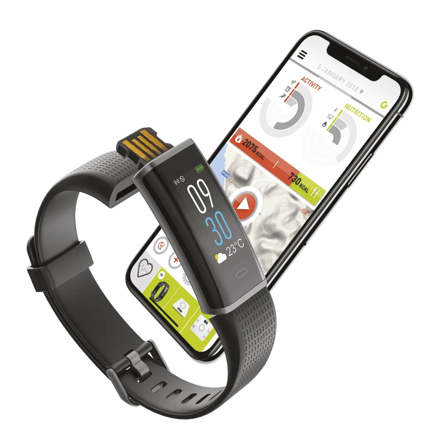 SBS Chroma Fit HR Smartwatch schwarz Sport IP68