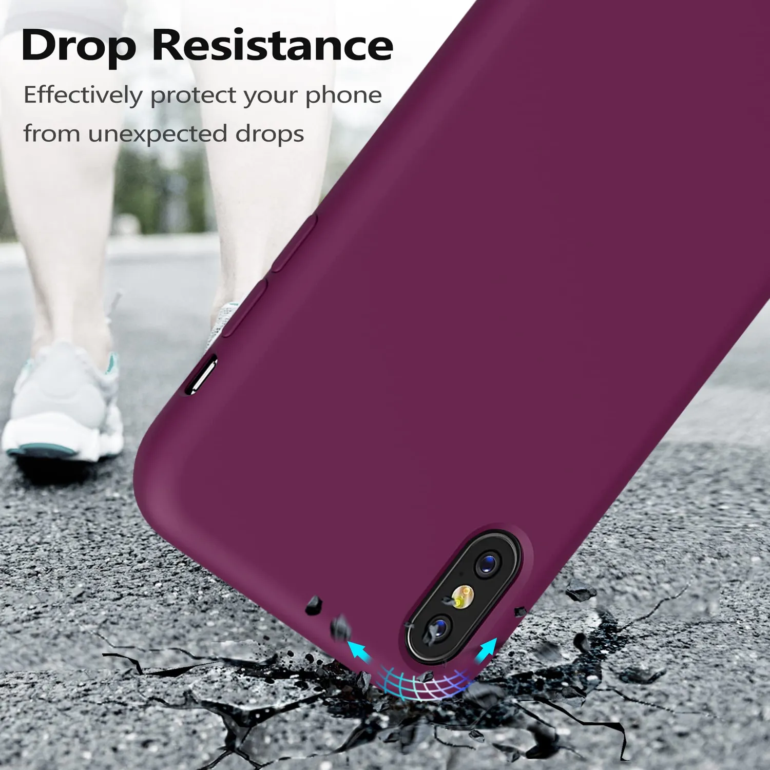 YATWIN iPhone X/XS Hülle Silikon weinrot + Folie