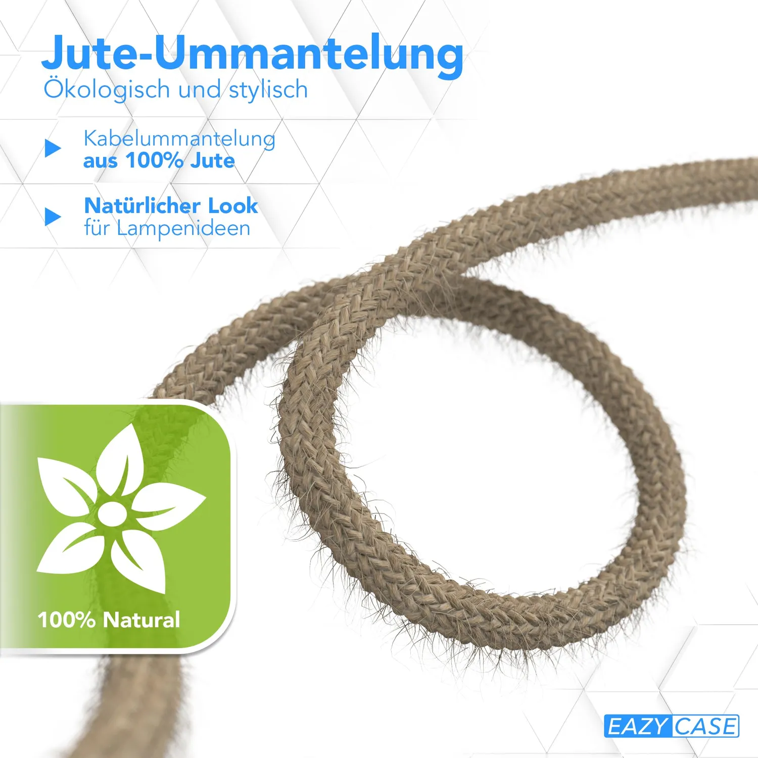EAZY CASE Lampenfassung E27 Jute Braun mit Schalter Kabel