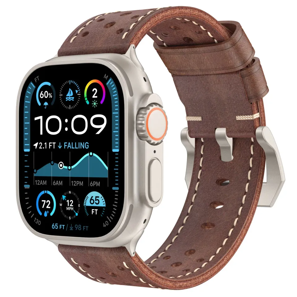 arktisband Toronto Apple Watch Armband 49/46/45/44 mm Braun perforiert