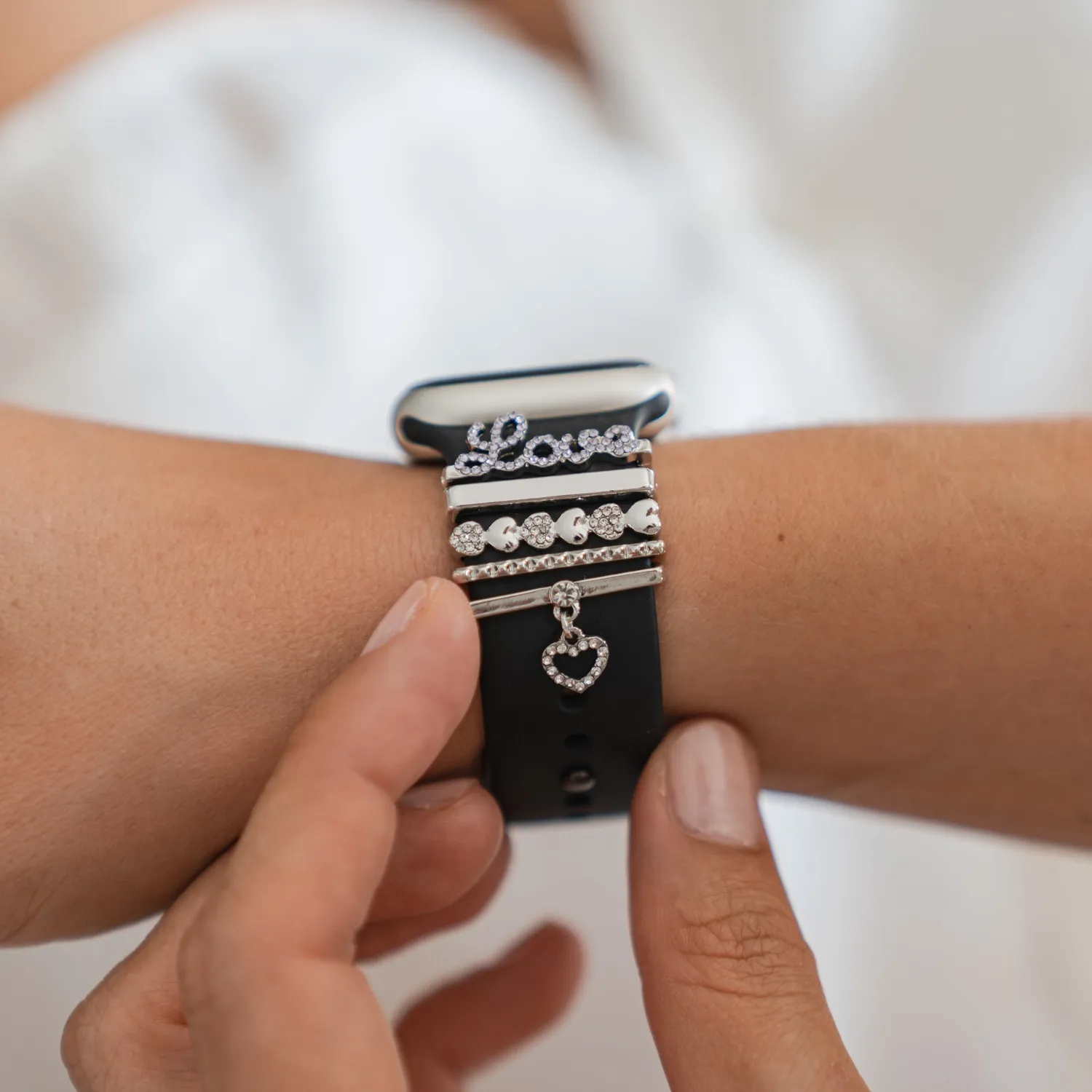 arktisband Apple Watch Charms Blush Love Silber