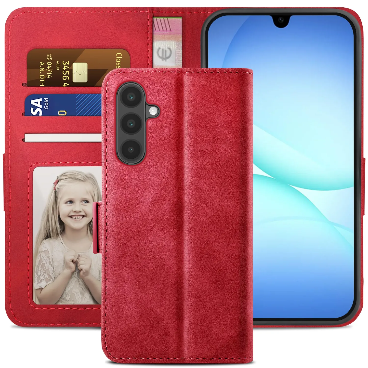YATWIN Samsung Galaxy A17 5G Klapphülle Blau Leder Kartenfach