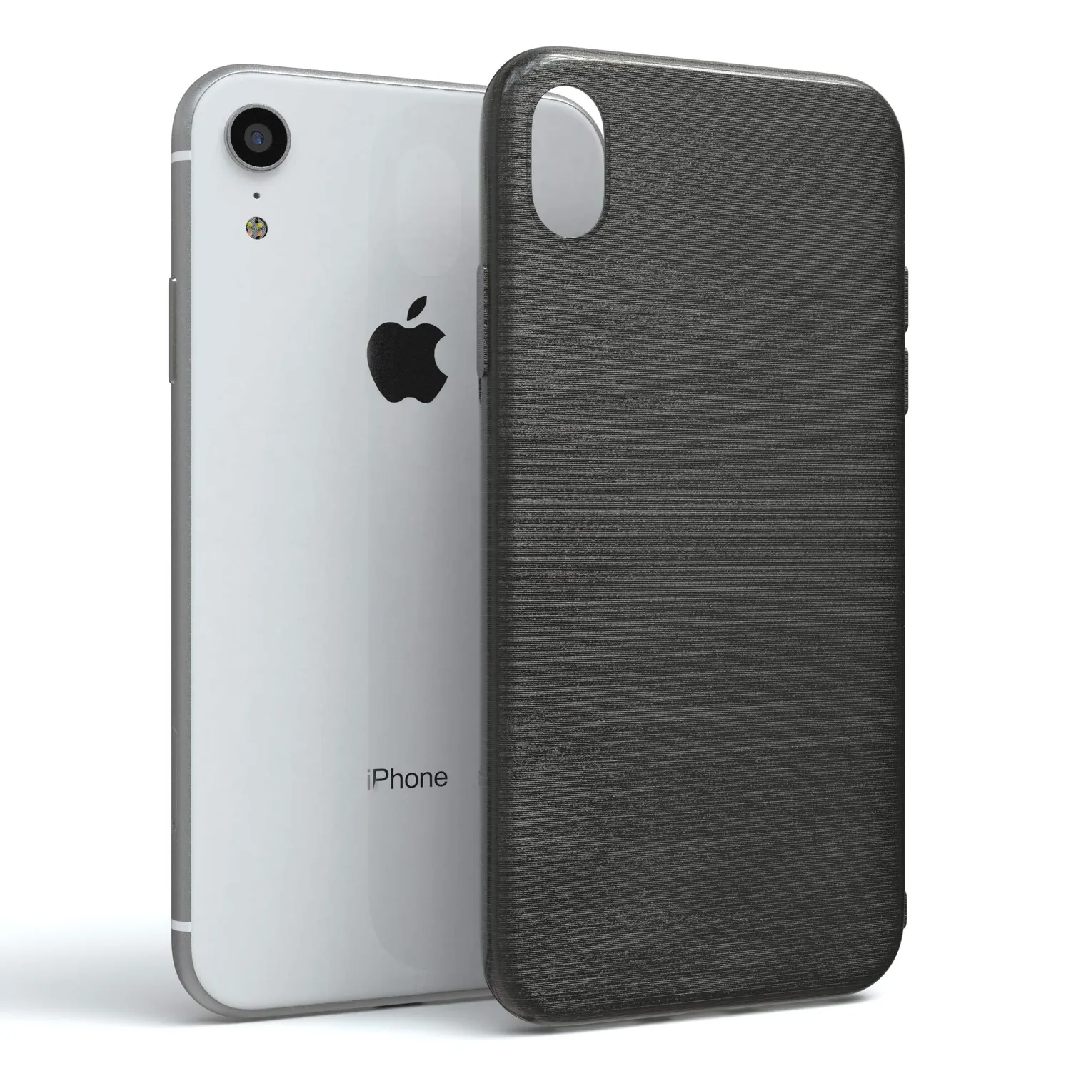 EAZY CASE Brushed iPhone XR Silikonhülle Anthrazit Edelstahl