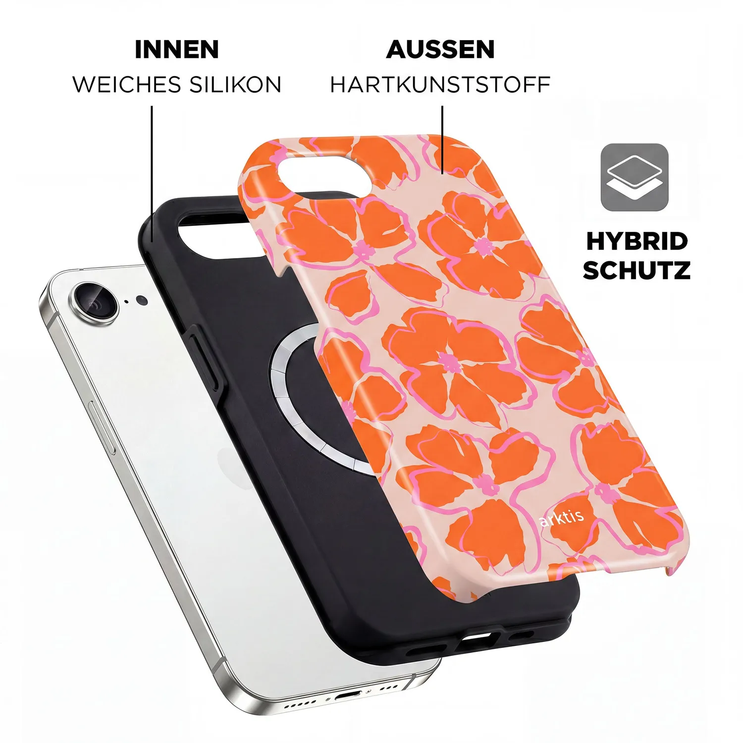 arktis Orange Mallow iPhone 17e Hülle mit MagSafe