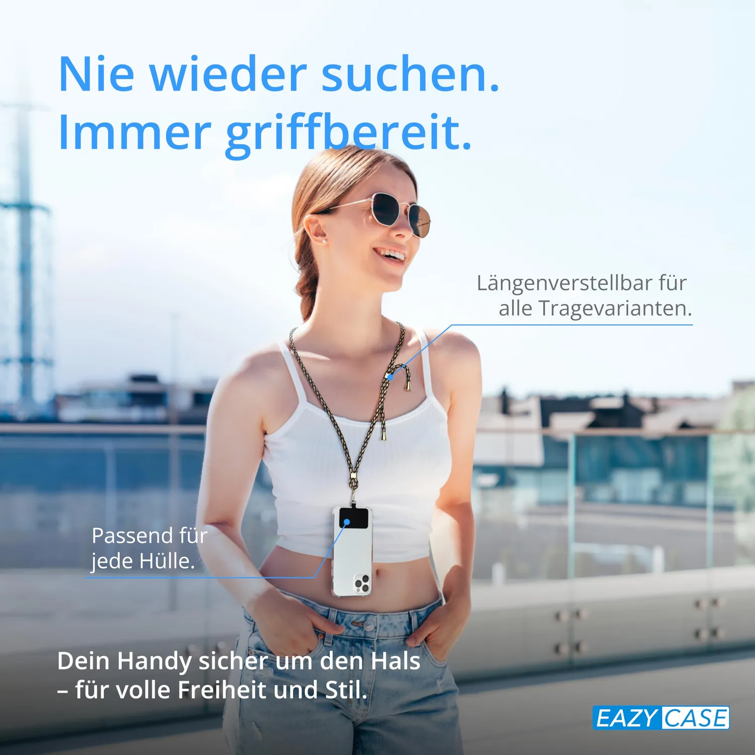 EAZY CASE Universal Handykette Anthrazit Handyband