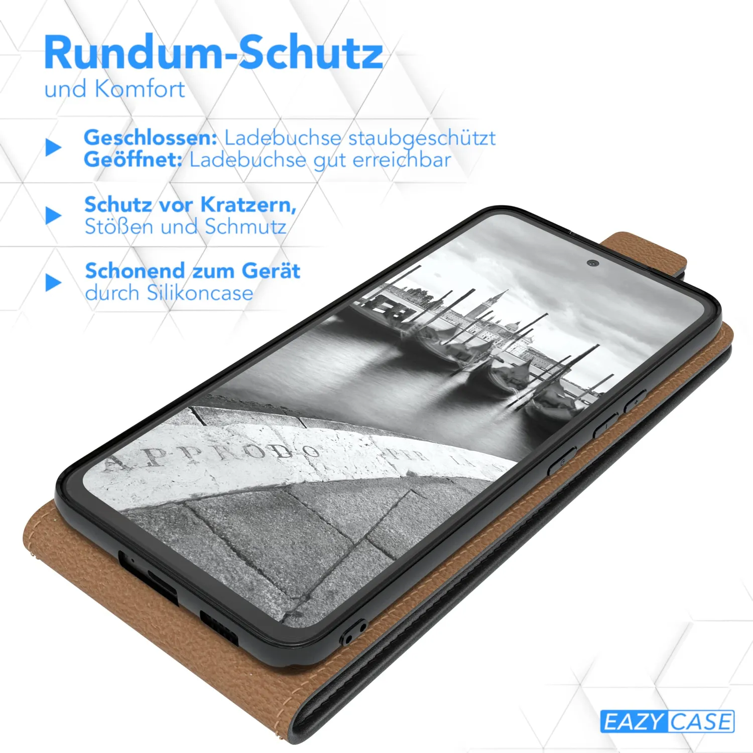 EAZY CASE Galaxy A53 Klapphülle Flip Schwarz Kunstleder