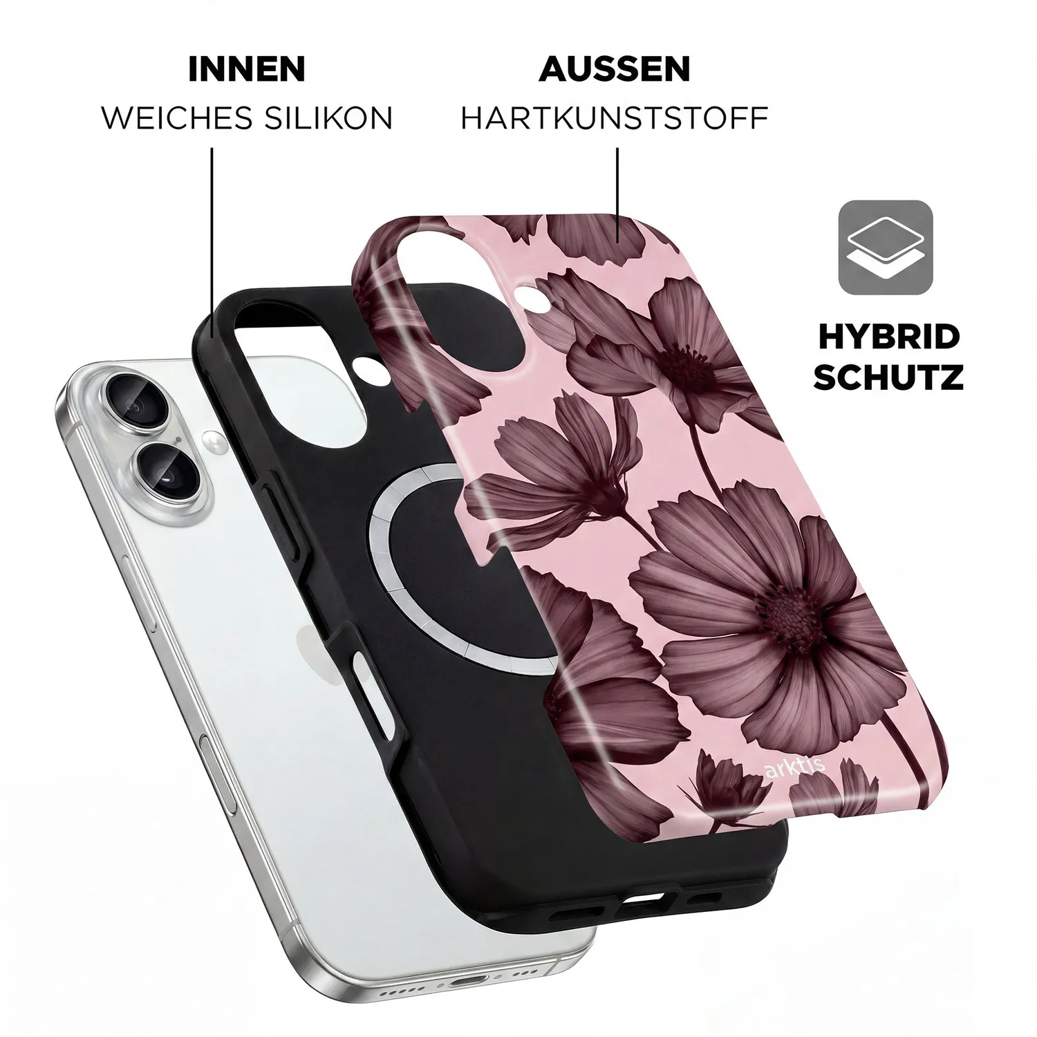 arktis Bloom iPhone 16 Hülle MagSafe Print