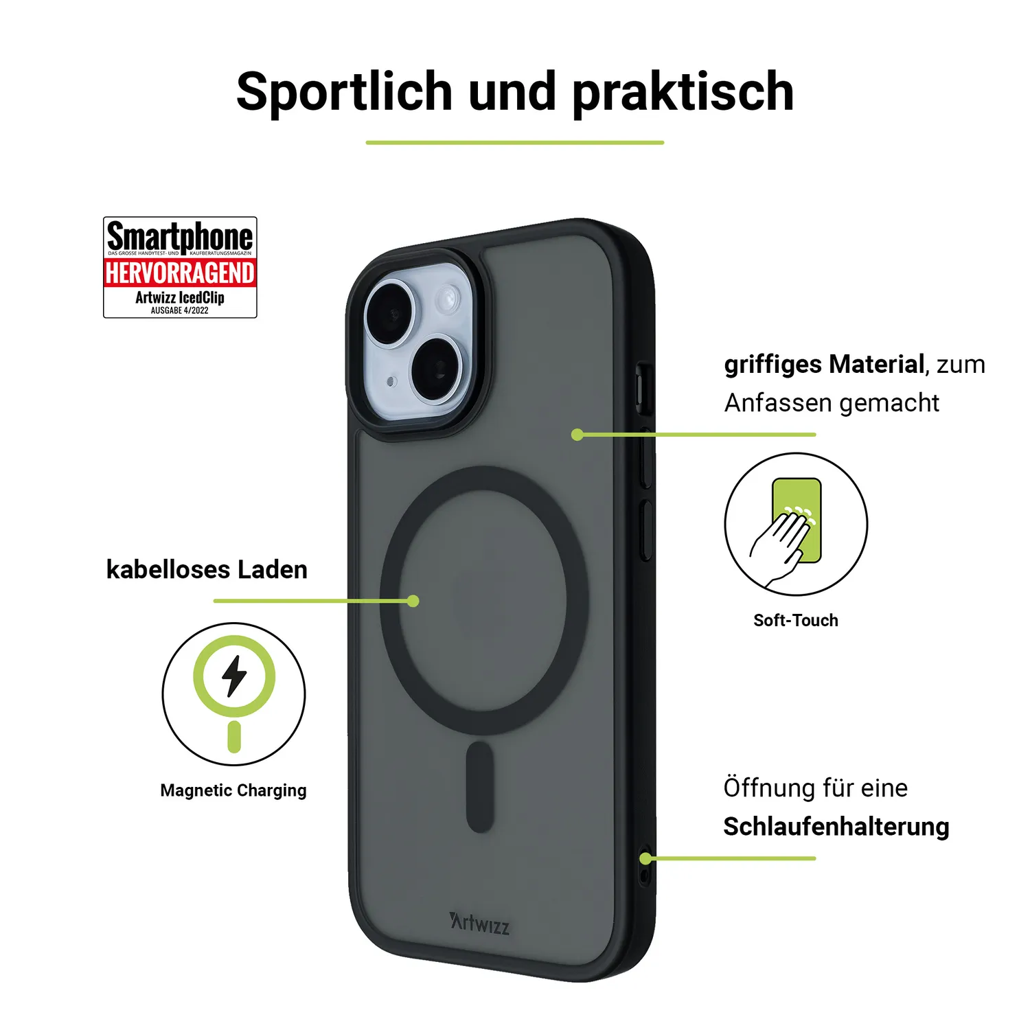 Artwizz IcedClip +CHARGE iPhone 16 Hülle MagSafe matt