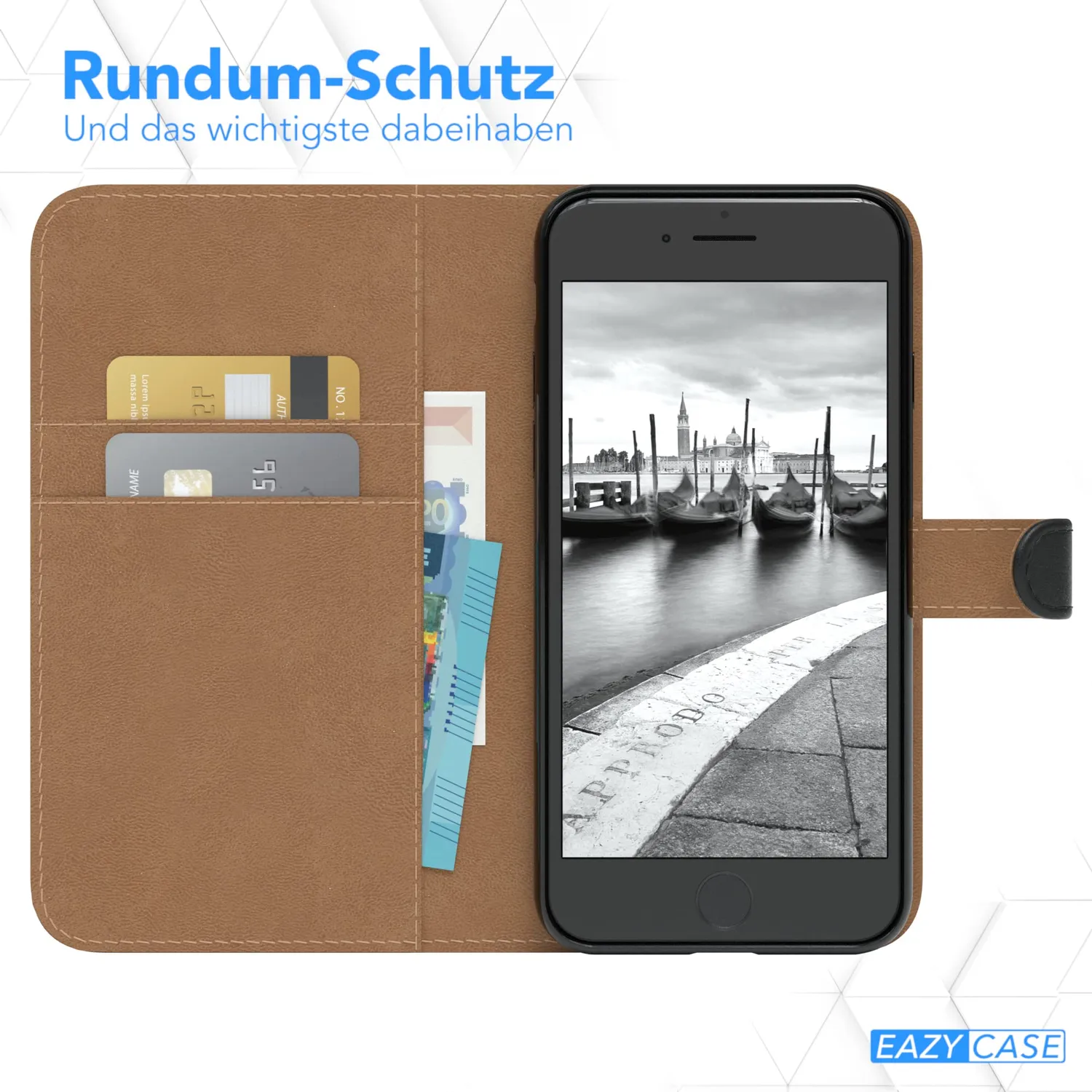 EAZY CASE iPhone SE 2022 Book Klapphülle Schwarz