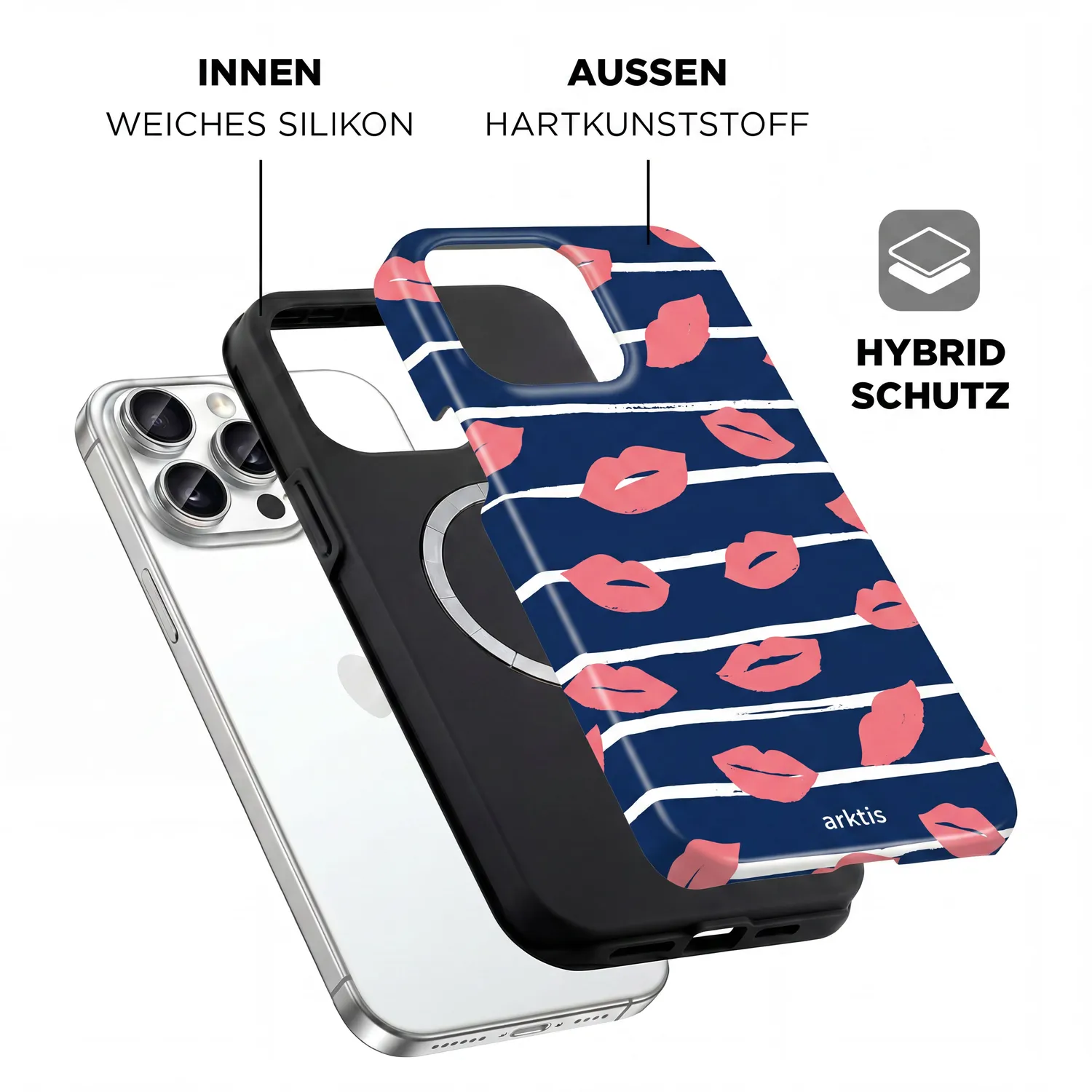 arktis Fashion Case iPhone 14 Pro Hülle Kisses MagSafe