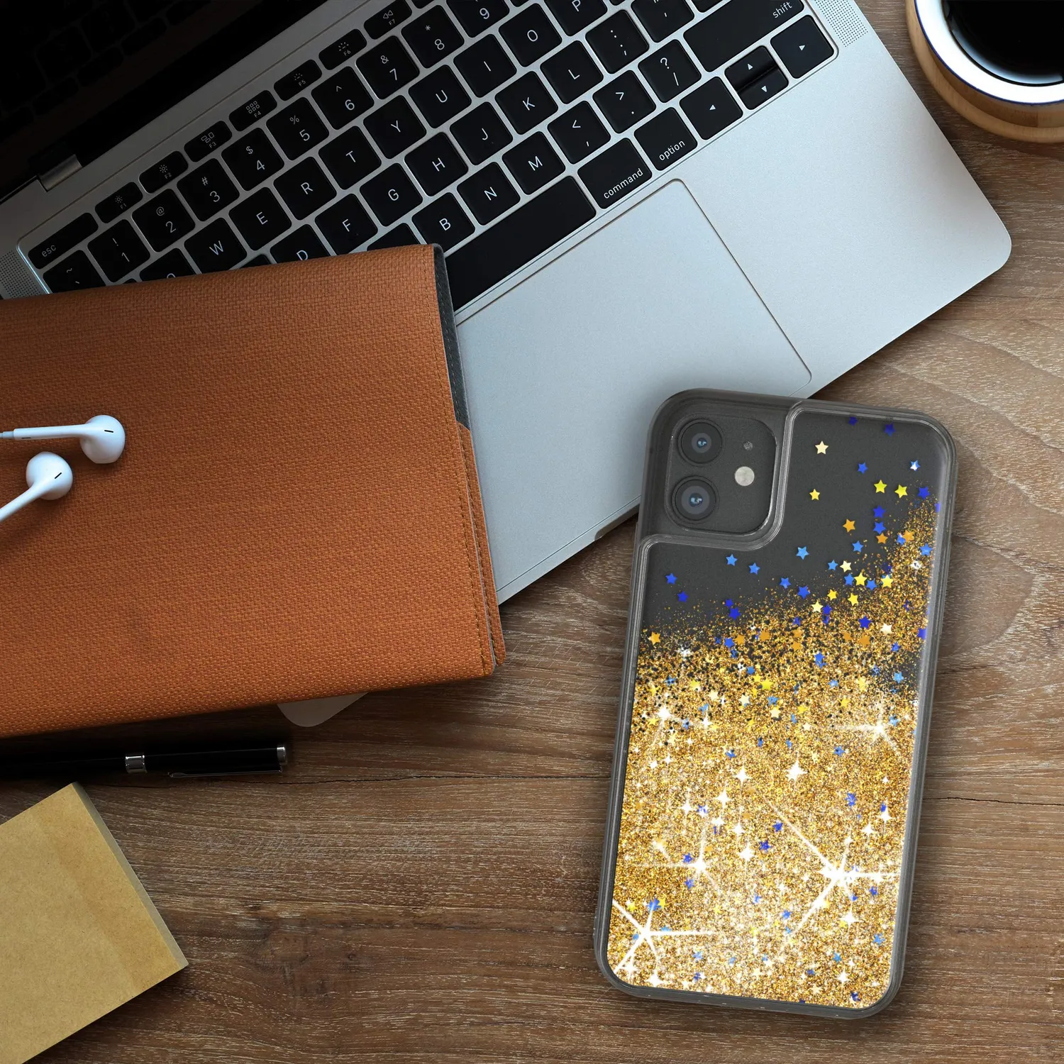 EAZY CASE iPhone 11 Glitzerhülle Liquid Gold transparent