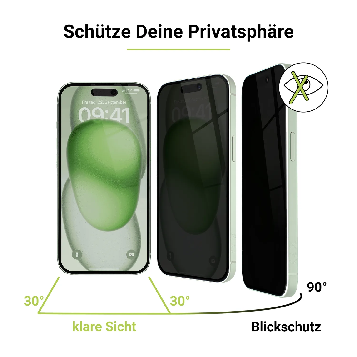 Artwizz PrivacyGlass iPhone 16 Displayschutz Blickschutz