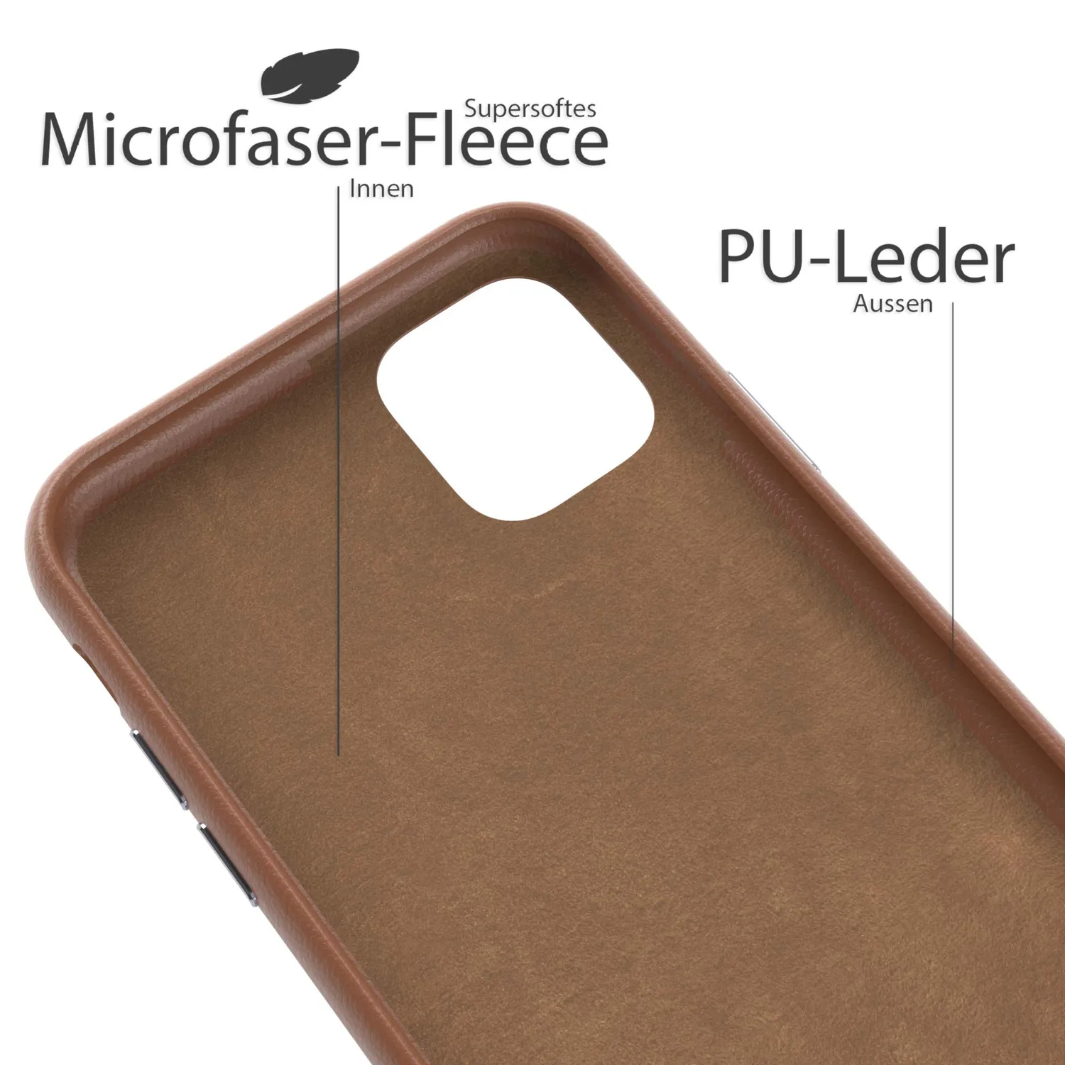 EAZY CASE iPhone 11 Kunstlederhülle Braun Qi