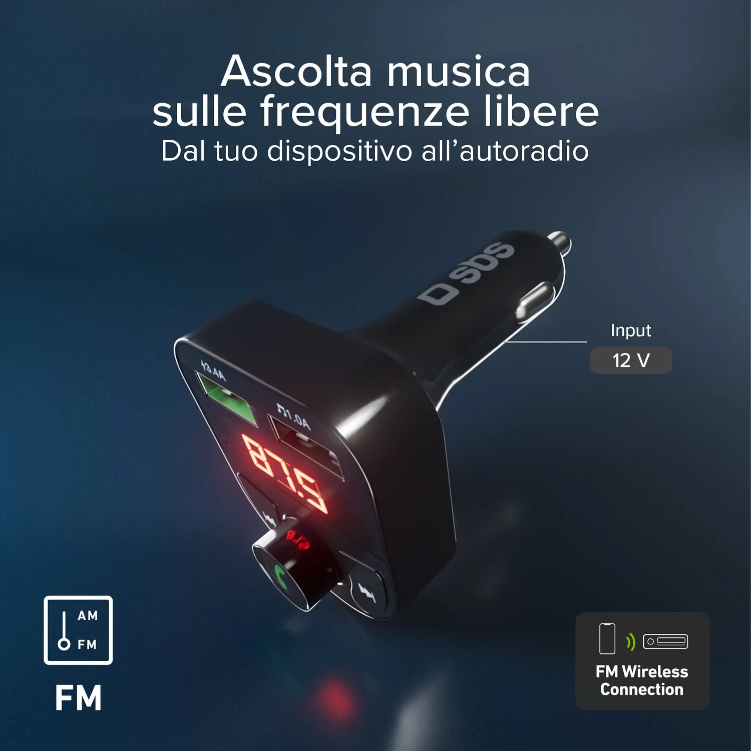SBS 15W Autoladegerät mit FM-Transmitter Bluetooth USB
