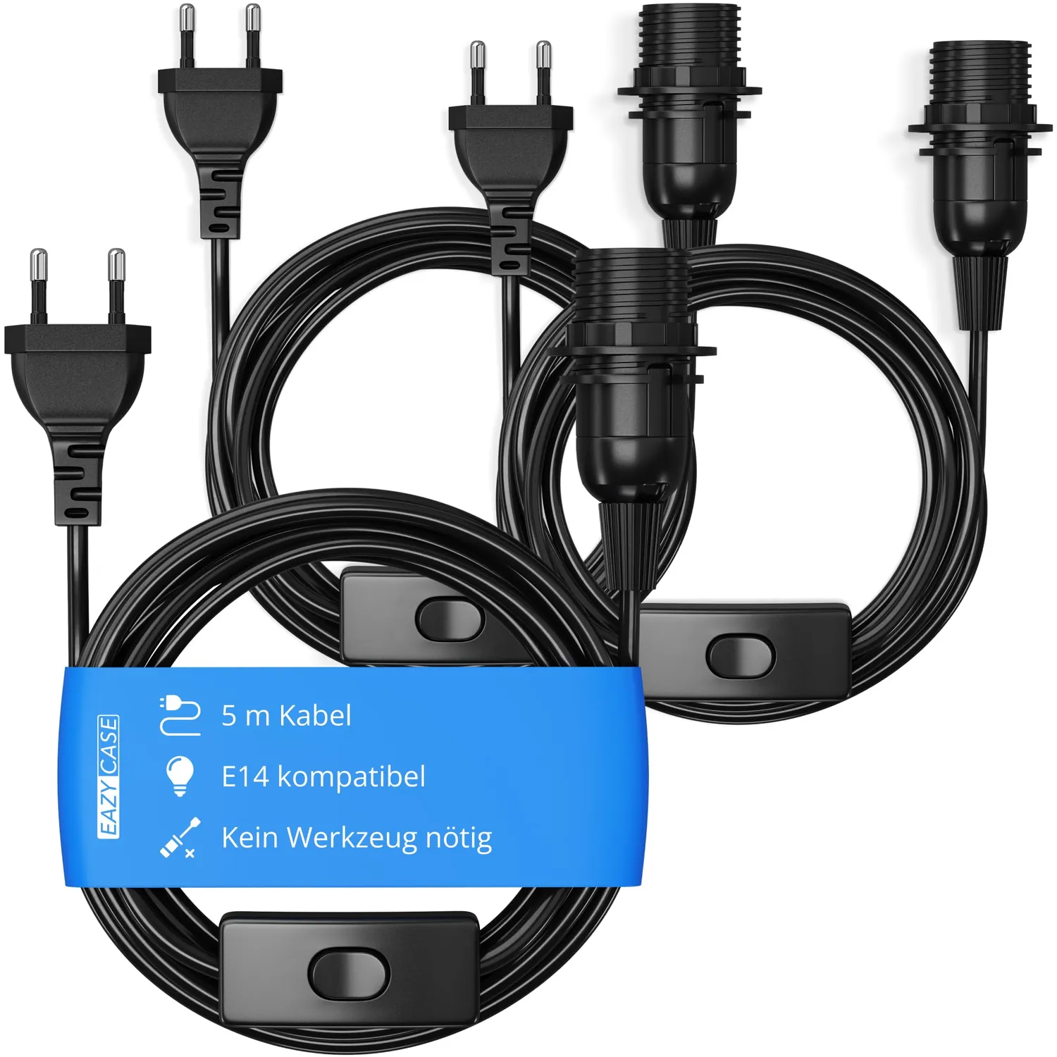 EAZY CASE E14 Lampenfassung mit Kabel Schwarz 3,5 m