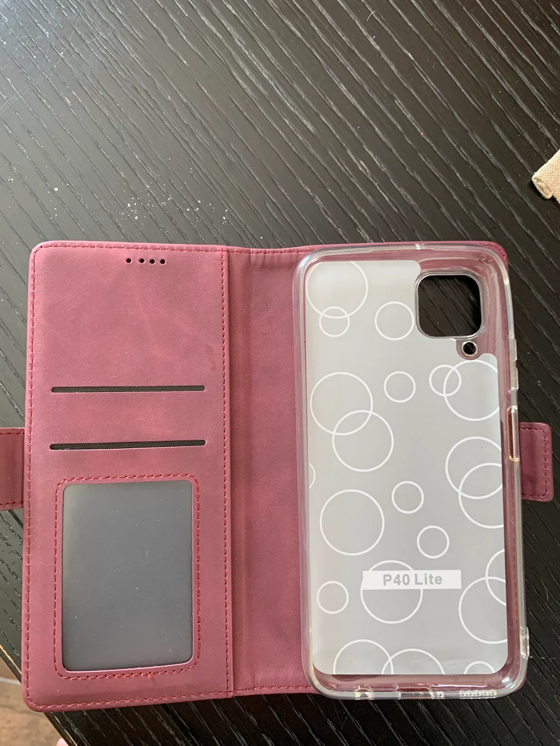 YATWIN Huawei P40 Lite 4G Klapphülle Weinrot mit Glas