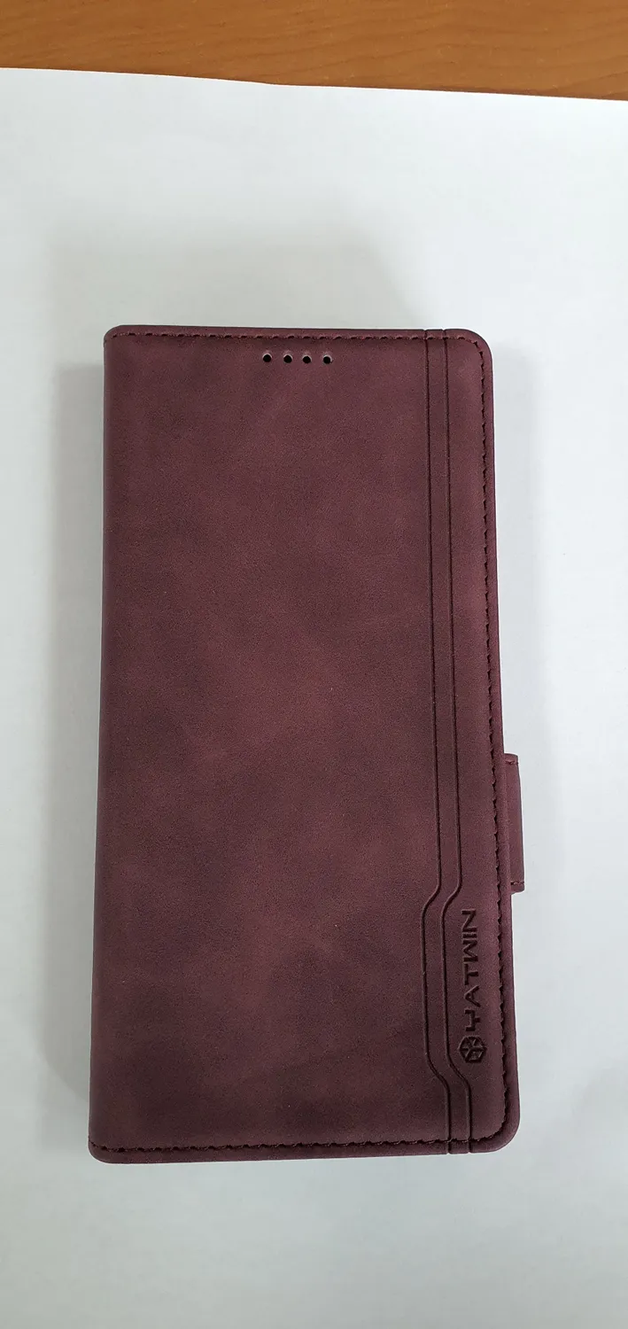 YATWIN Samsung Galaxy Note 10 Plus Klapphülle Schwarz Leder mit Kartenfach