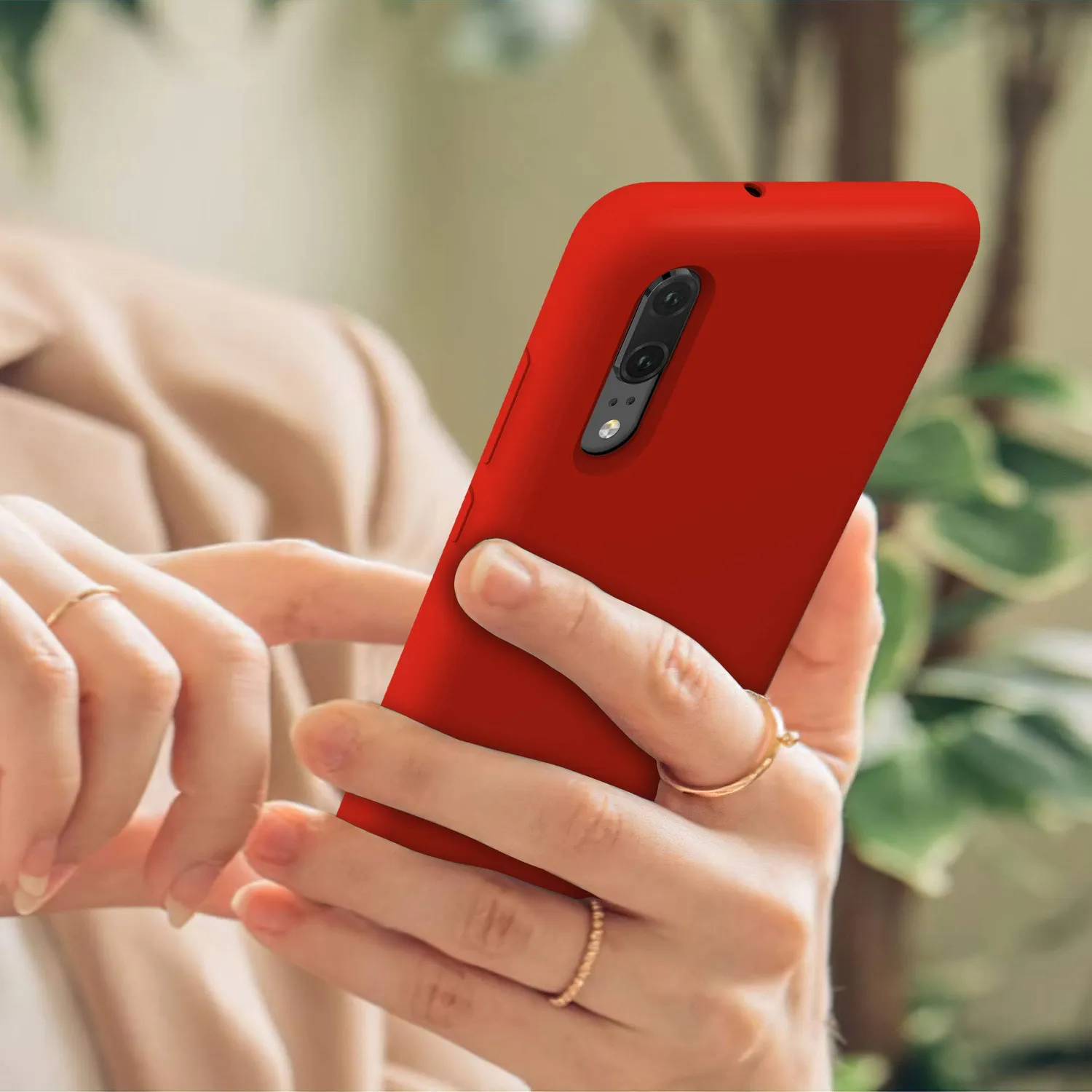 YATWIN Huawei P20 Lite Silikonhülle Rot dünn