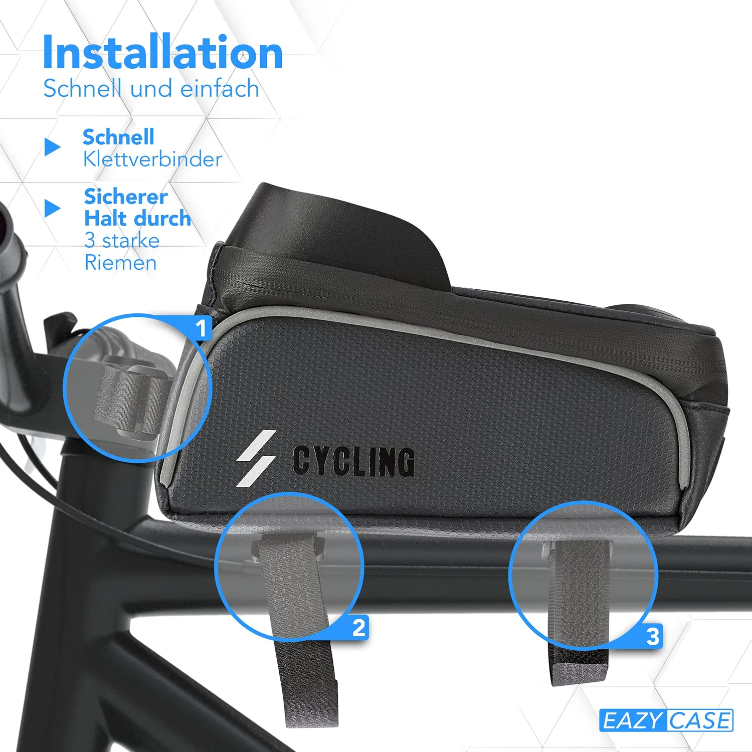 EAZY CASE Fahrrad Rahmentasche wasserfest Touchscreen 6,4 Zoll