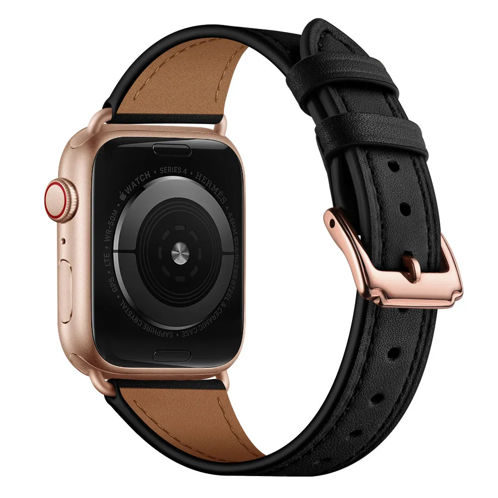 arktisband Napoli Apple Watch Armband Leder Schwarz