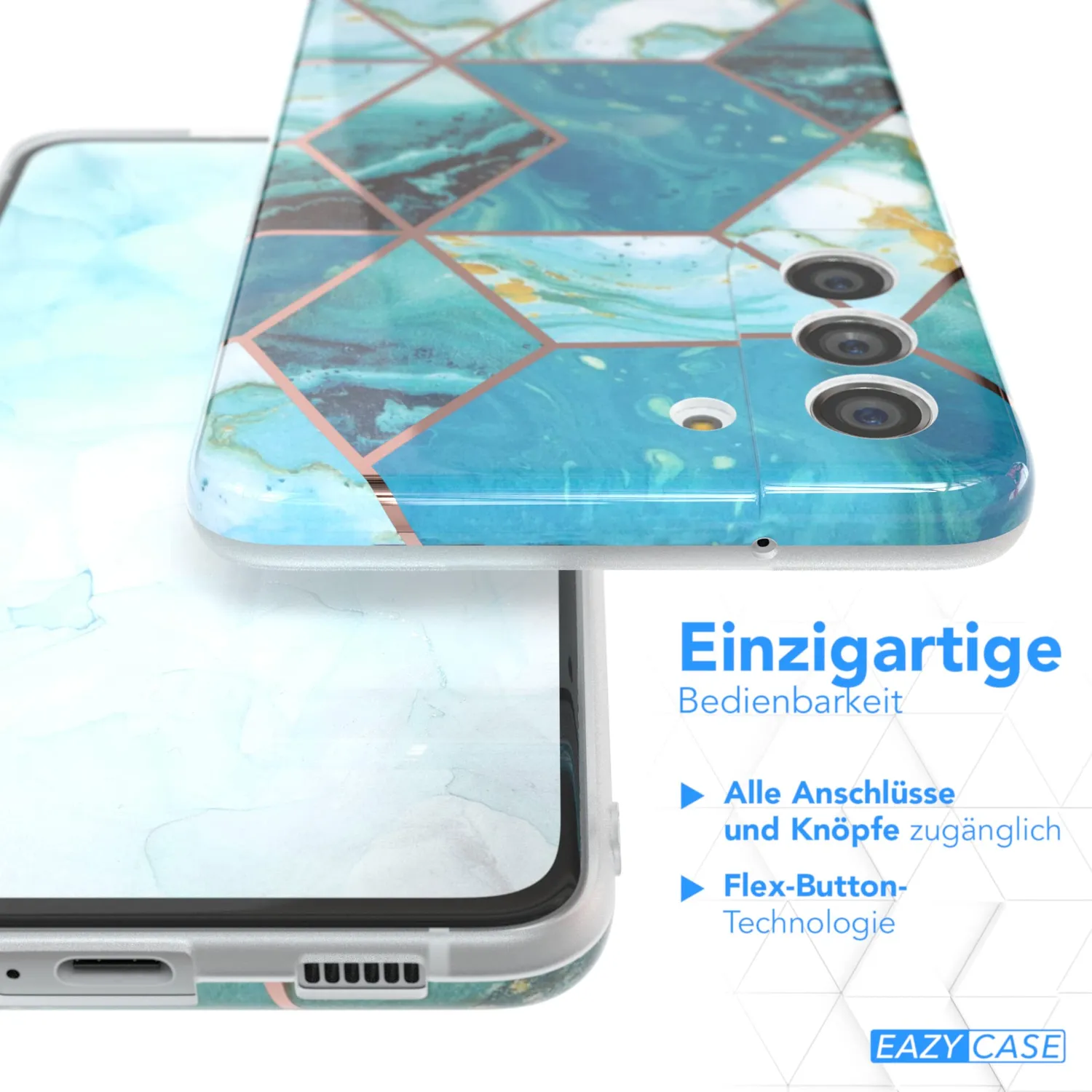 EAZY CASE Galaxy S21 FE Silikonhülle Marmor Grün dünn