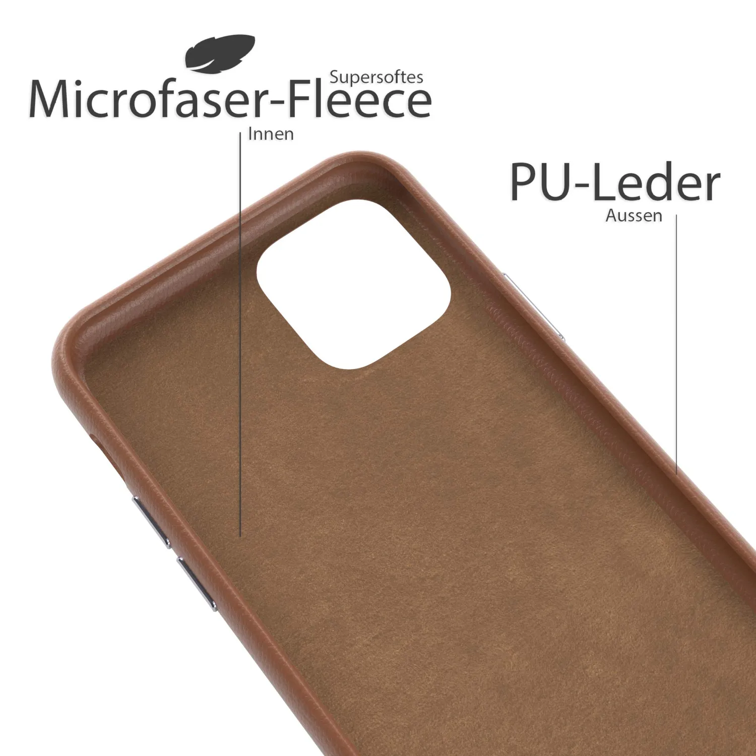 EAZY CASE iPhone 11 Pro Kunstlederhülle Braun Kameraschutz