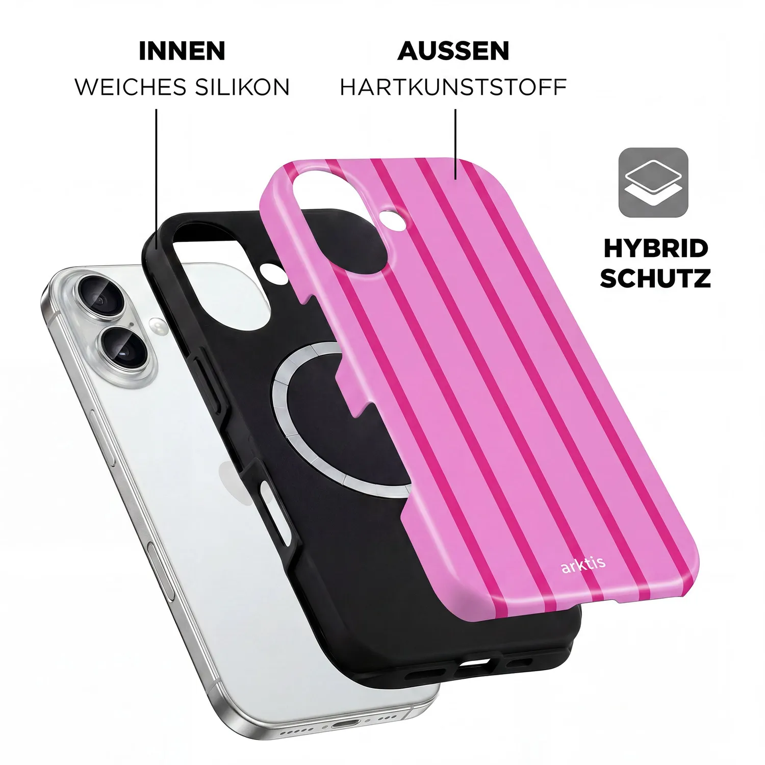 arktis iPhone 16 Hülle Lady Stripes MagSafe