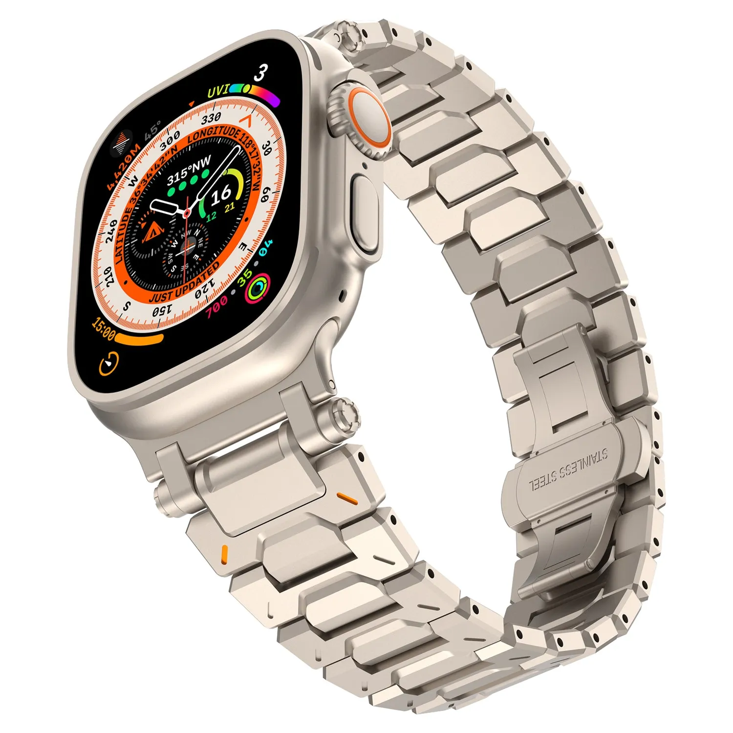 arktisband TXR-500 Apple Watch Armband 49mm Natur Edelstahl