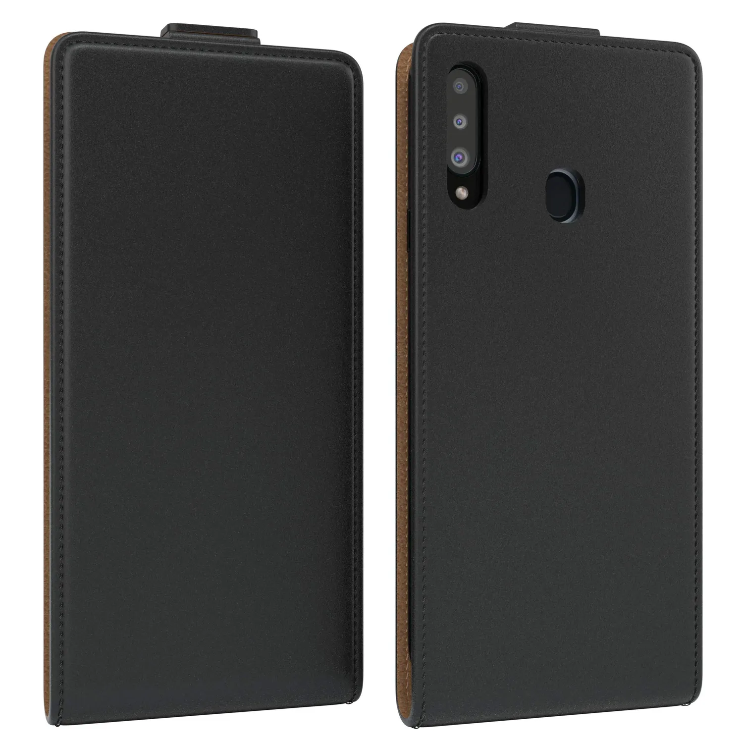 EAZY CASE Galaxy A20s Klapphülle Schwarz Kunstleder