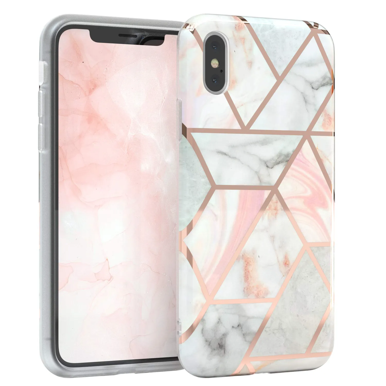 EAZY CASE iPhone X/XS Silikonhülle Blumen Rosé-Gold