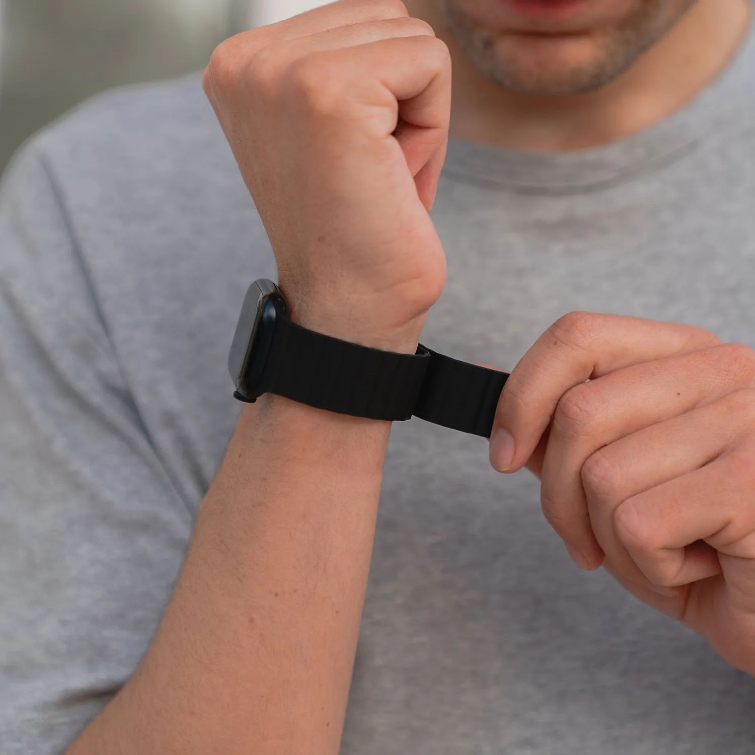 arktisband Ligo Armband Magnetisch Silikon Schwarz 46mm
